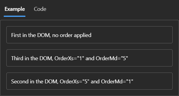 FluentGrid items reordered at the mobile breakpoint